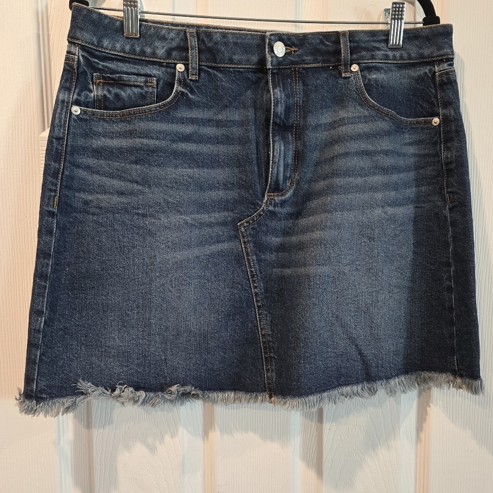 Loft Jean Skirt w/ Frayed Hem, Sz 12, NWT